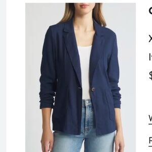 Caslon navy linen blend blazer, size xsmall, worn twice